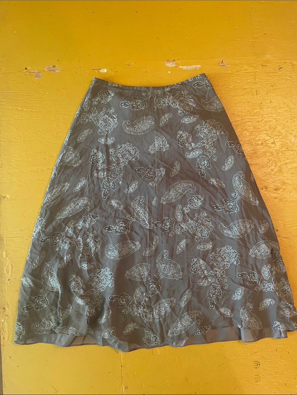 Vintage Silk Evan-Picone Gray Paisley A-Line Skirt
